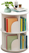 White 2 Tiers Rotating Bookshelf N742