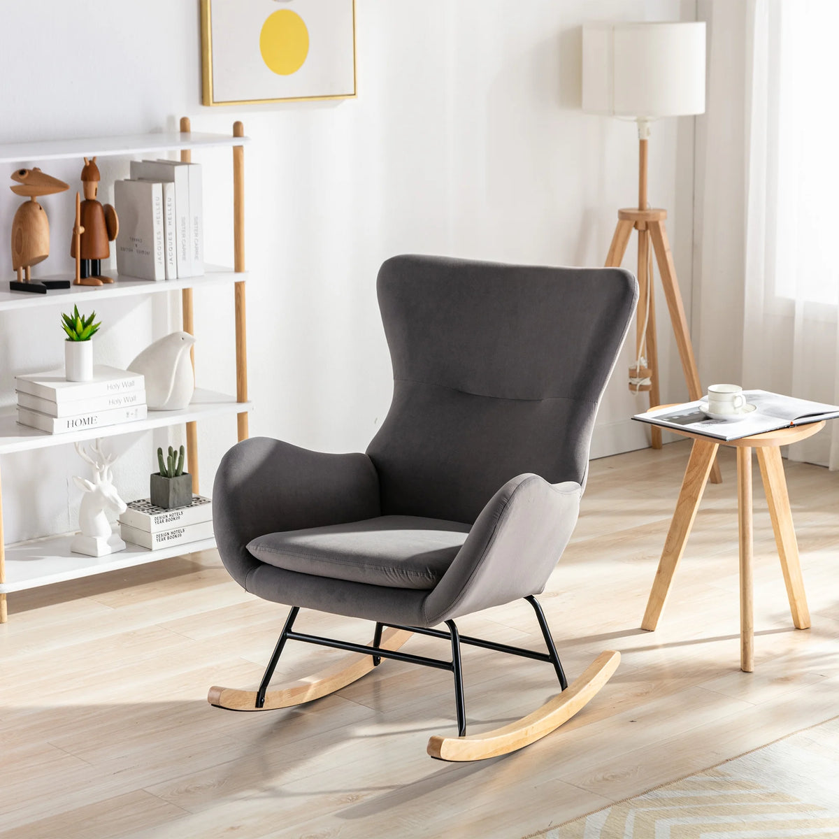 Velvet Recliner Chair with High Backrest and Armrests U50864
