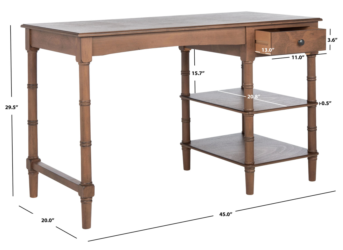 Brown Wood 1-Drawer Writing Desk E818568