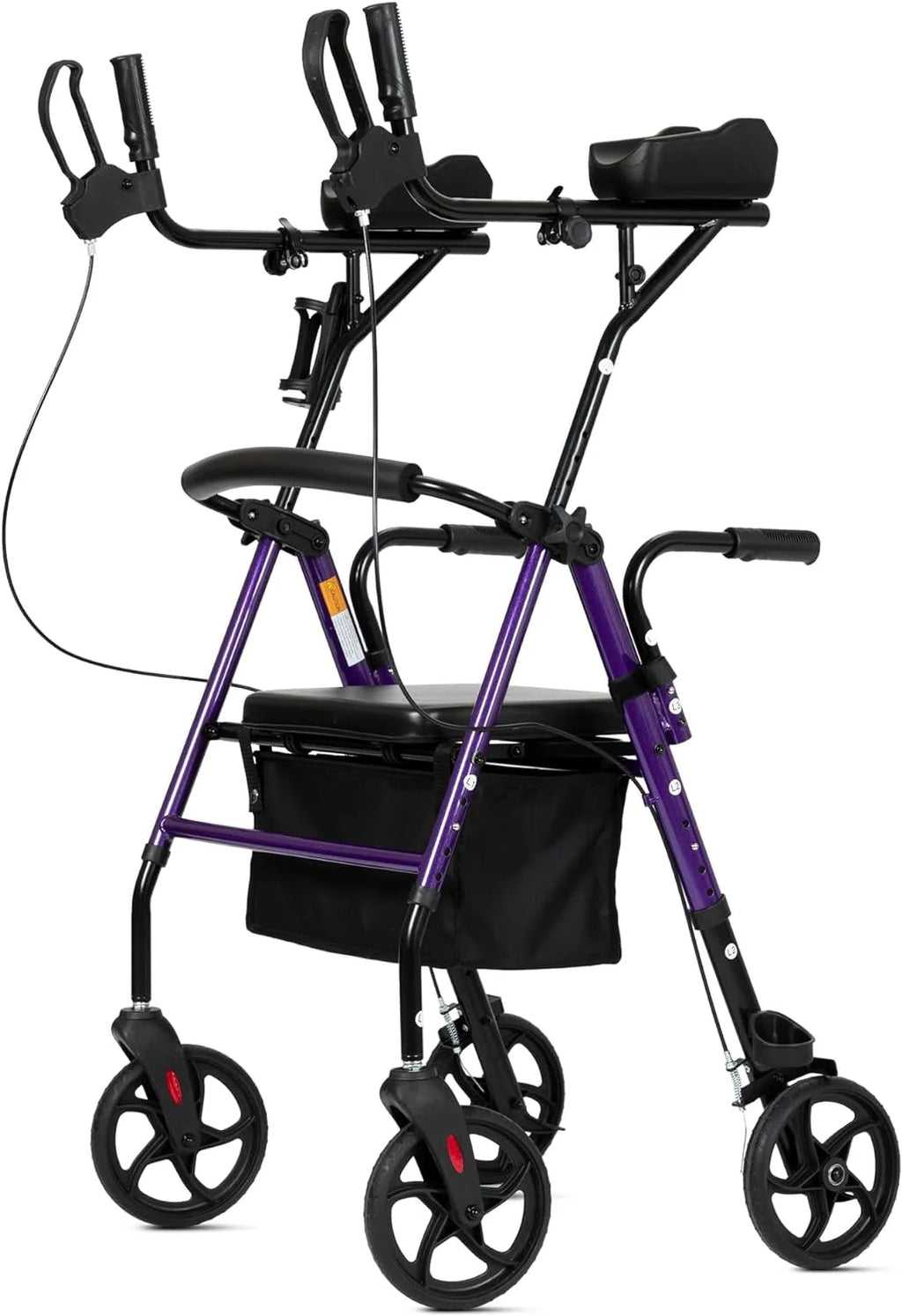Red Aluminum Upright Rollator Walker with Seat and Backrest C9934