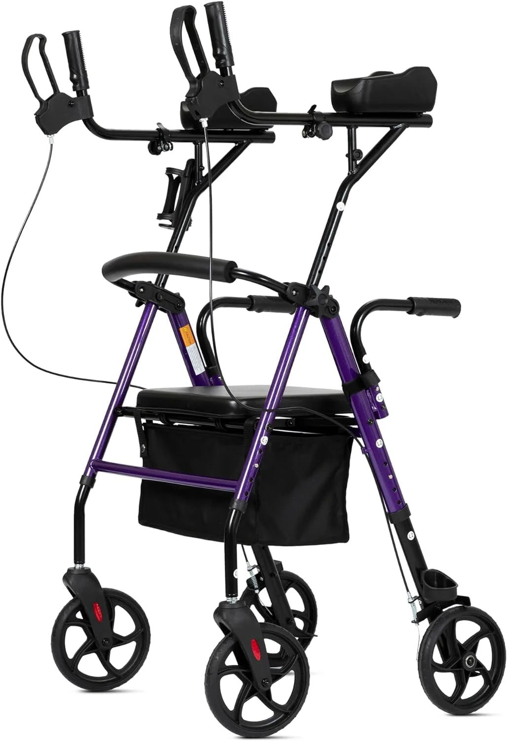 Red Aluminum Upright Rollator Walker with Seat and Backrest C9934