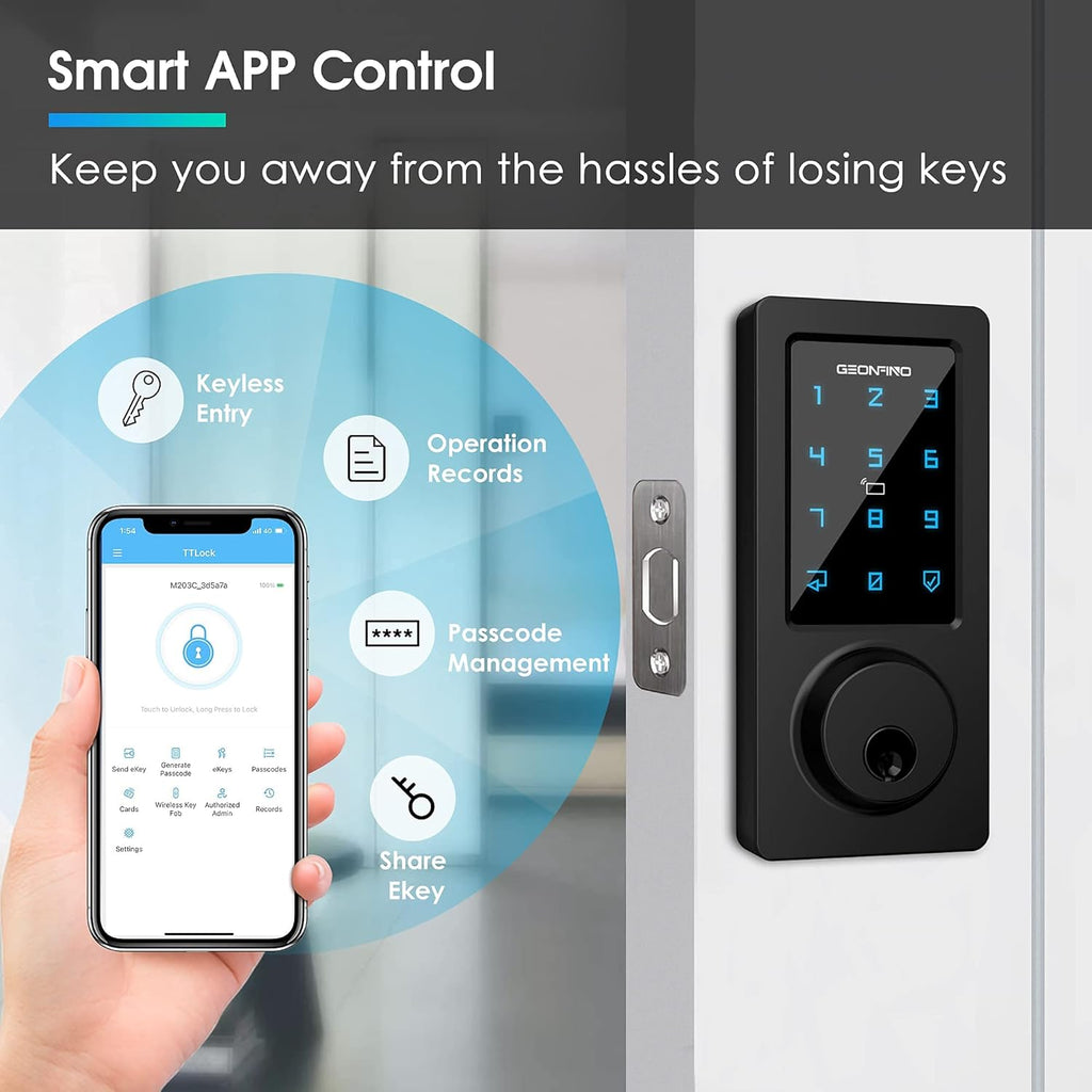 Smart Deadbolt Lock with Bluetooth App and Keypad I58150