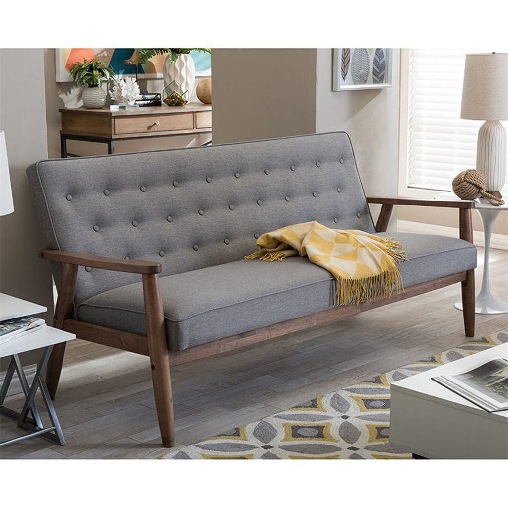 2 Piece Tufted Sofa Set in Gray G3693