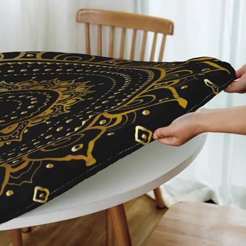 Multicolor Elastic Fitted Round Tablecloth Plaid Fits 45"-50" Diameter Tables C321