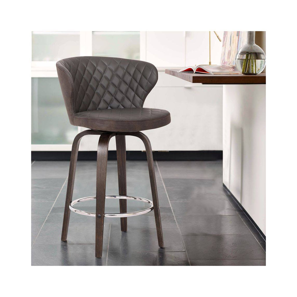 Brown Faux Leather Swivel Bar Stool E6611