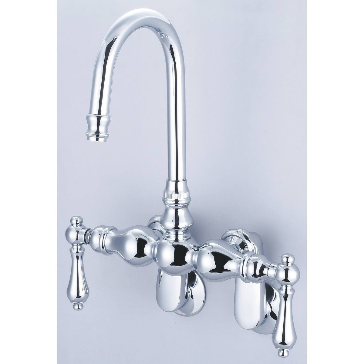 Chrome Adjustable Spread Wall Mount Tub Faucet with Gooseneck Spout V257