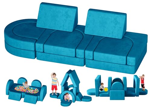 12PCS Modular Toddler Couch with Triangular Cushions and Arches (Gray) M9436