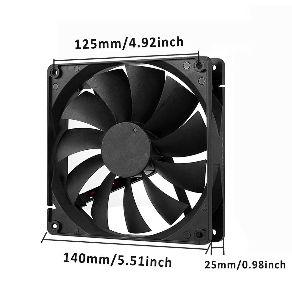 Black 140mm 4pin PWM Computer Case Cooling Fan 3-Pack H110579