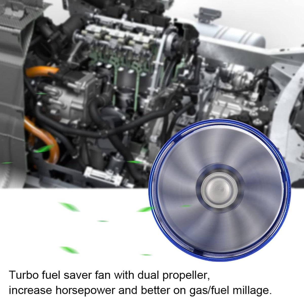 Twin Fan Turbine Car Air Intake Turbocharger Super Gas Fuel Saver Turbo (Blue) W716409