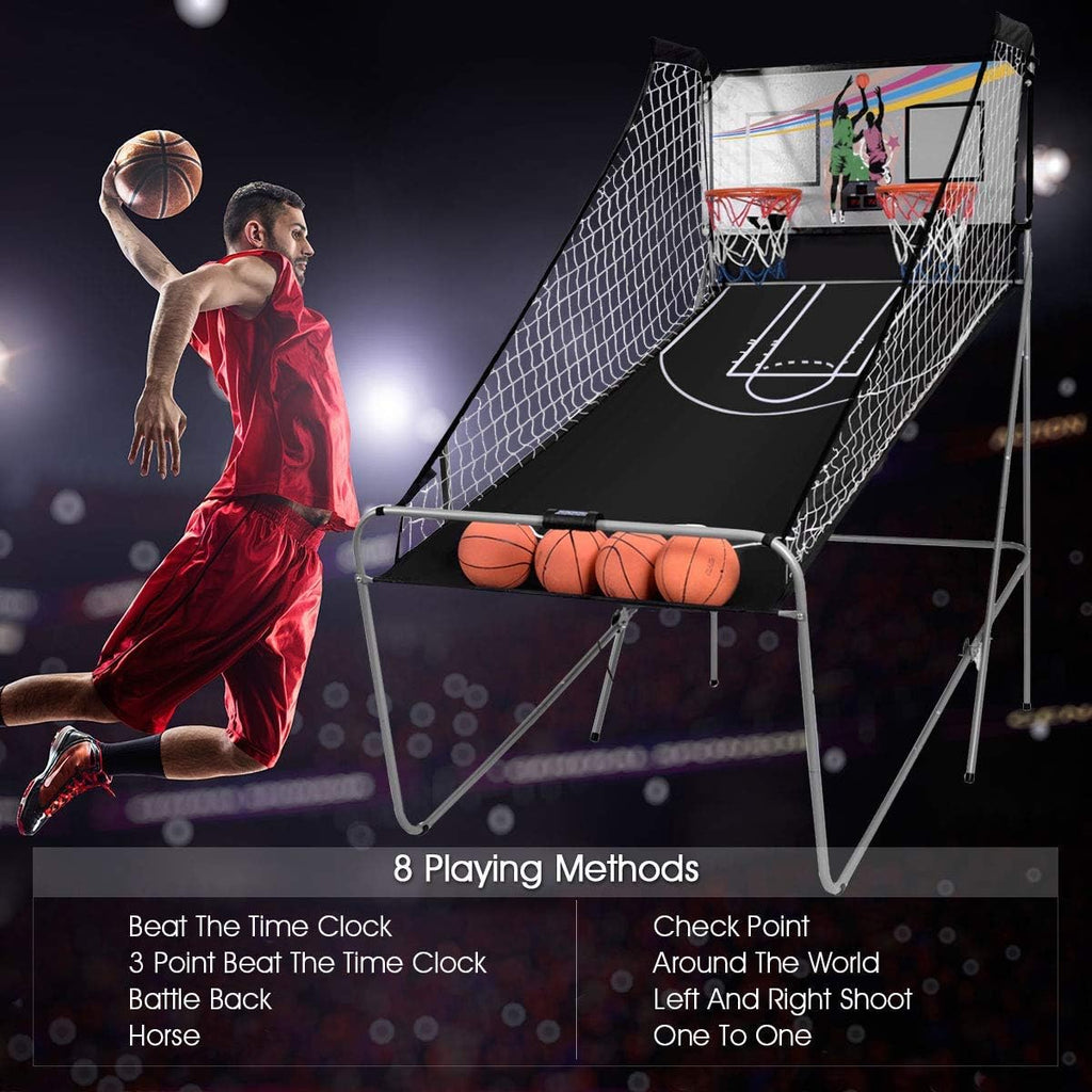Electronic Basketball Arcade Game Double Shot 2 Players with 2 Rims 4 Balls B112394