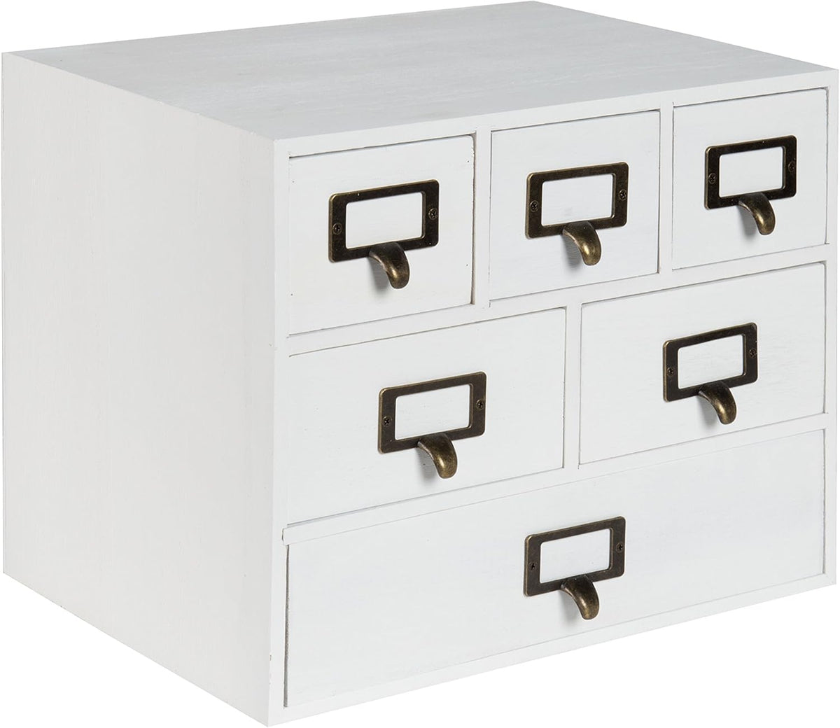 Rustic White 6 Drawers Wood Desk Drawer Set with Letter Holder B329280