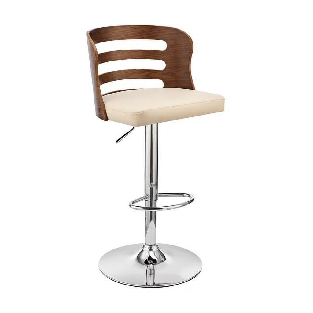Cream Upholstered Chrome Base Adjustable Swivel Bar Stool X241027