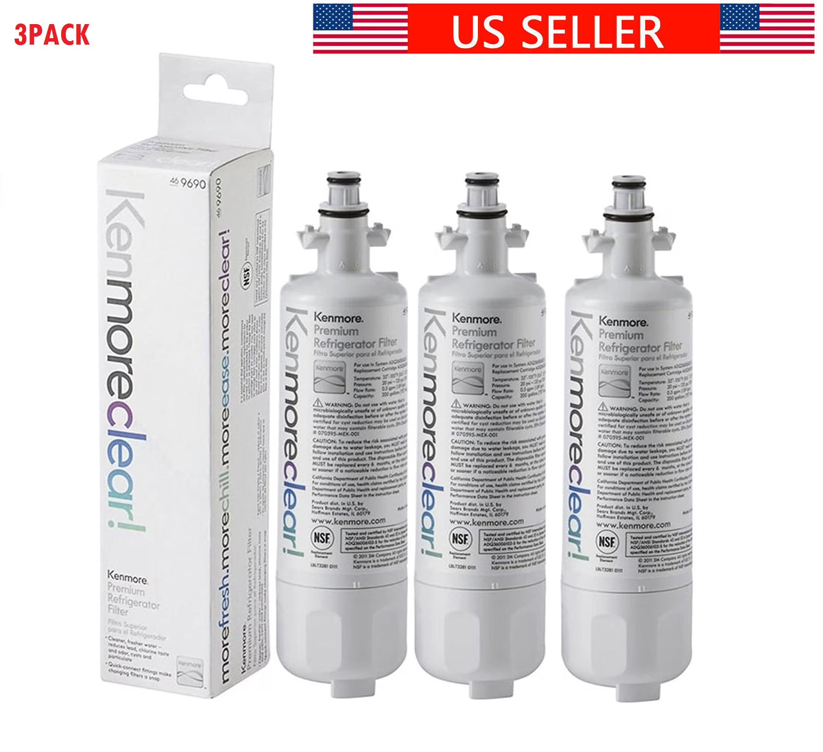 3 Unit Replacement Refrigerator Water Filter U55545