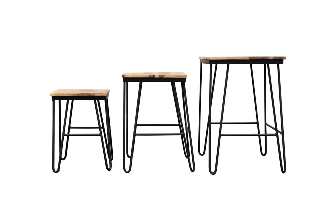 Sheesham Wood Nesting Tables with Iron Base F57376
