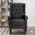 Black Leather Push Back Recliner W682