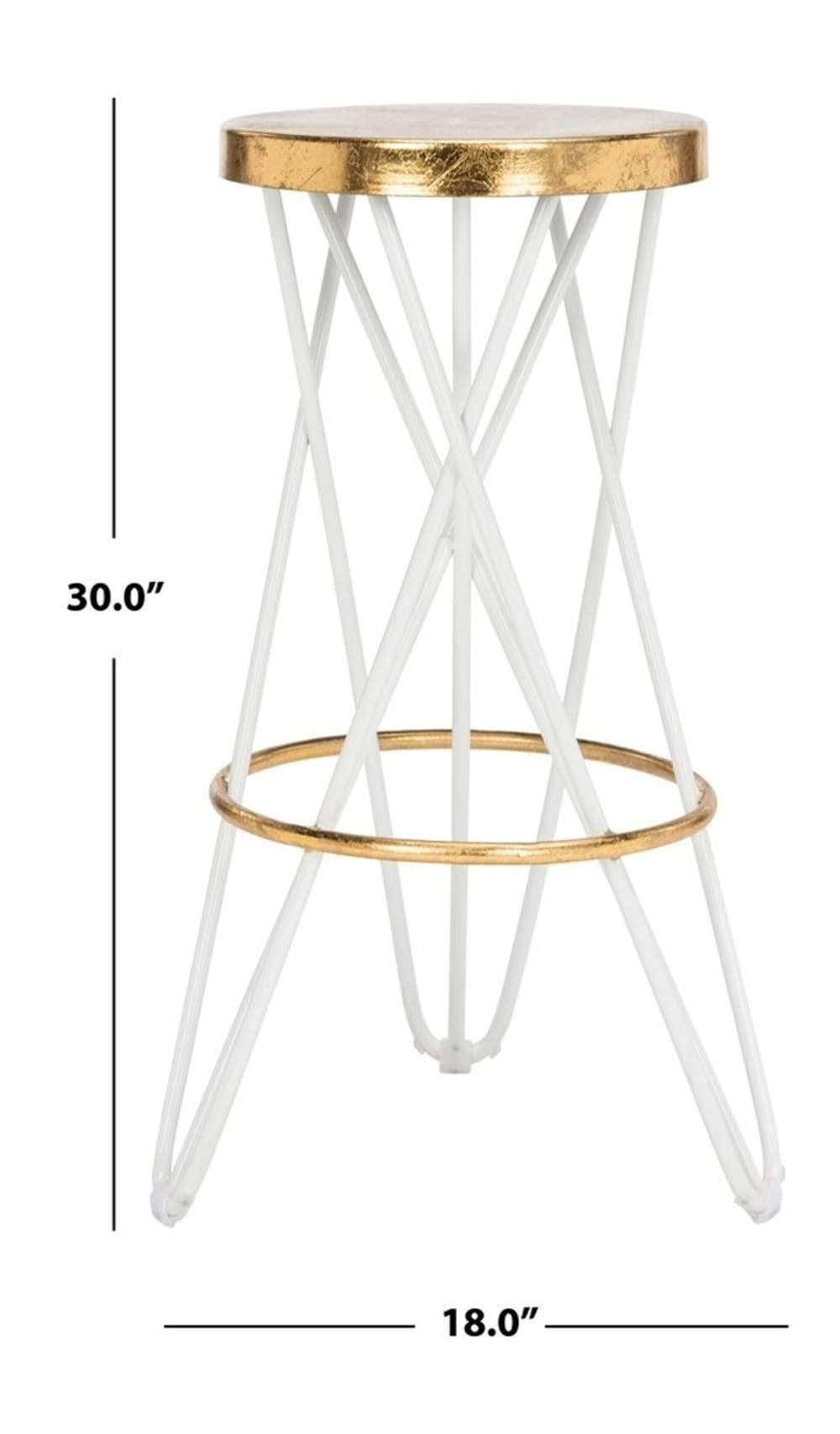 White Gold Leaf Bar Stool Y302