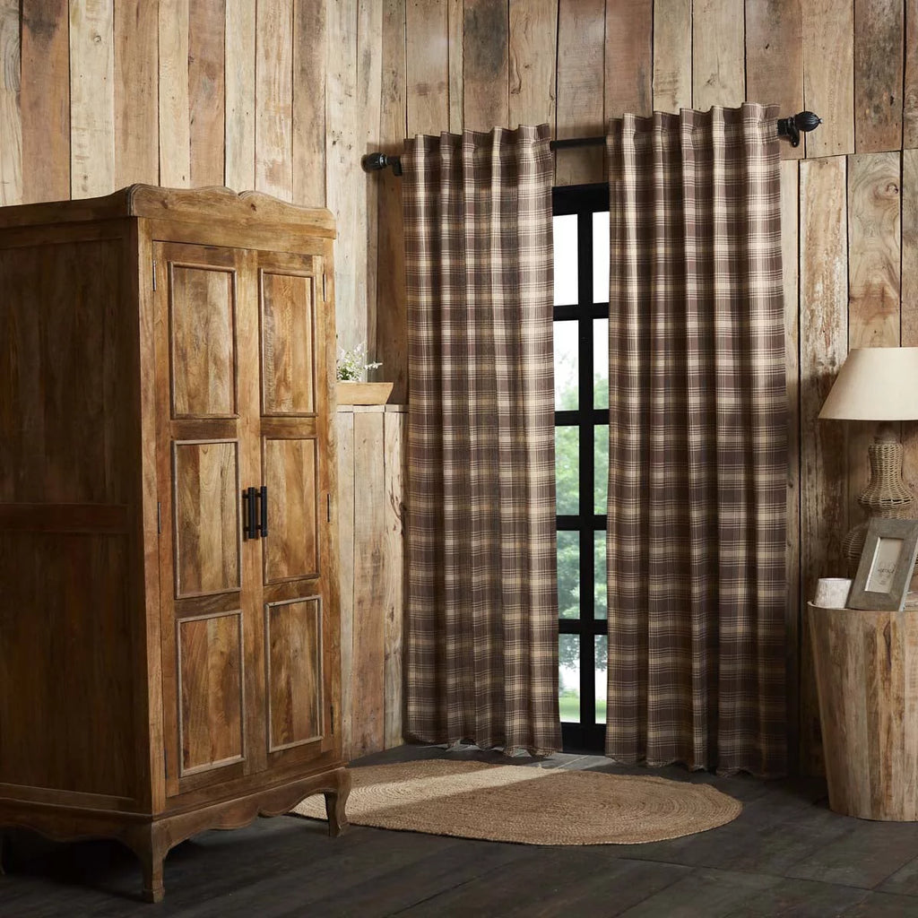Brown Scalloped Curtain Panel Pair U789