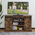Espresso Sliding Barn Door TV Stand with Adjustable Shelves K46775