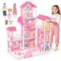 4-Story Dollhouse Playset with 2 Dolls and Accessories F999103