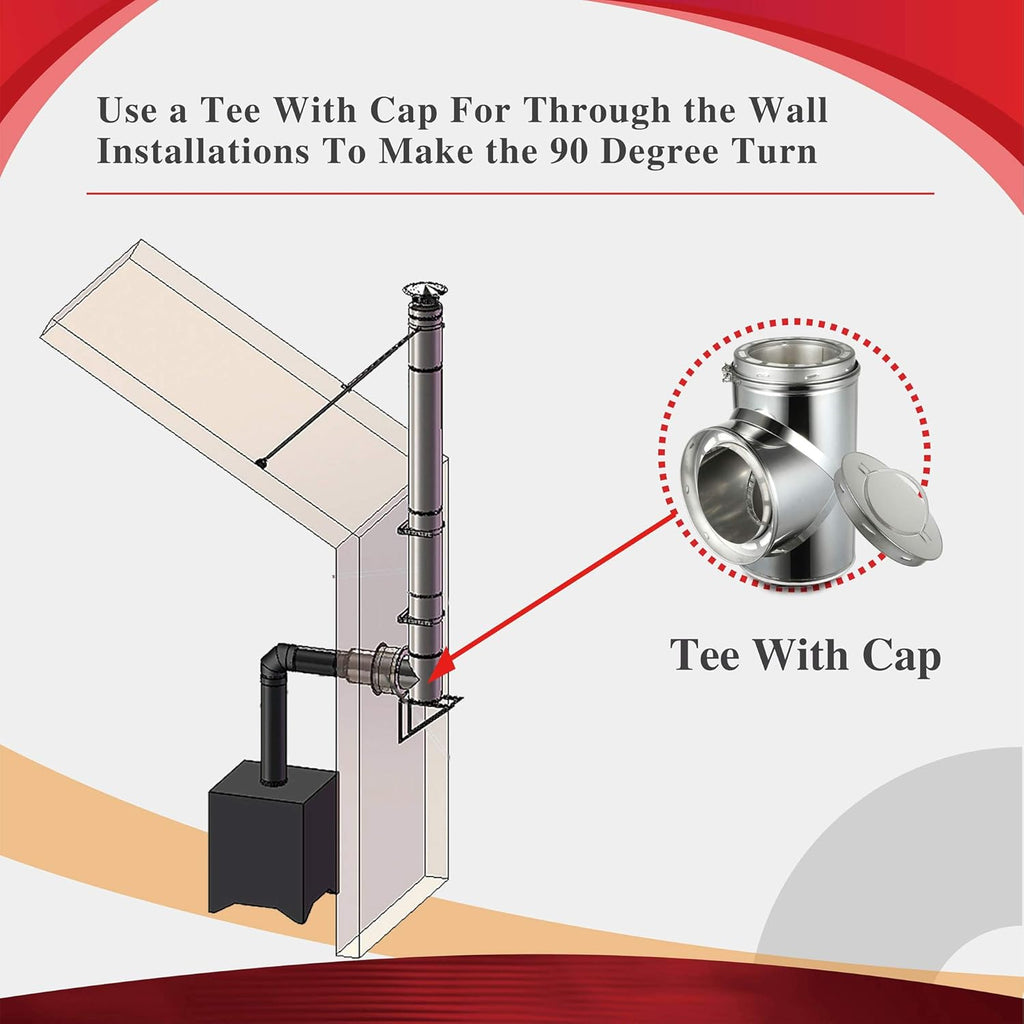 6" Diameter 304 Stainless Steel All Fuel Class-A Double Wall Insulated Chimney Pipe V151612
