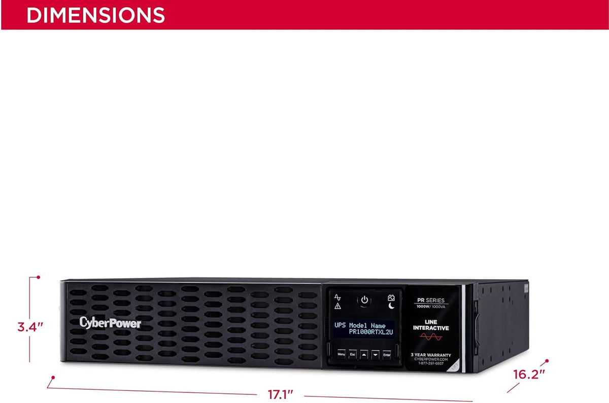 UPS System, 1000VA/1000W, 8 Outlets, 2U Rack/Tower X7097