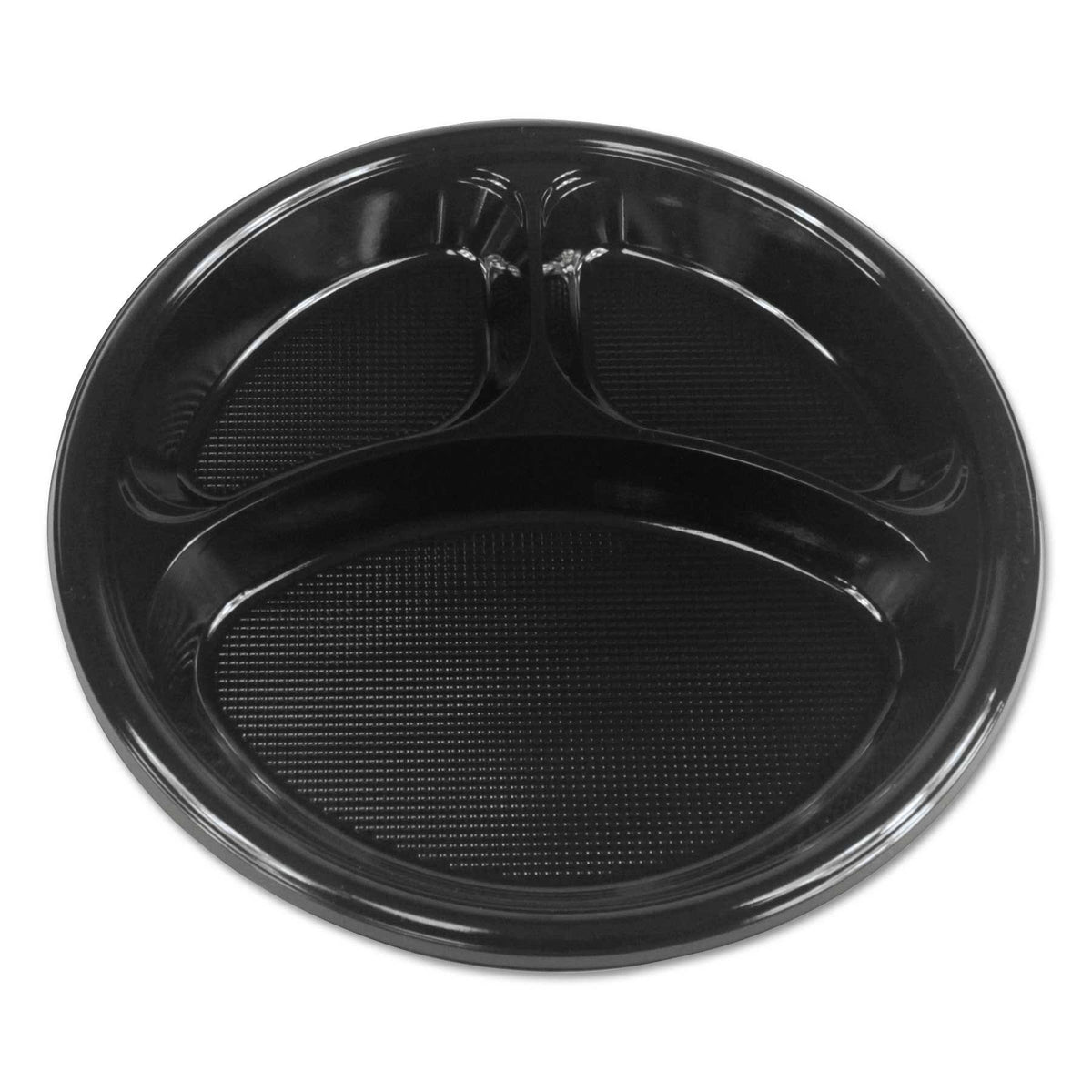 Hi-Impact Plastic Dinnerware Plate 3 Compartments Black D50817