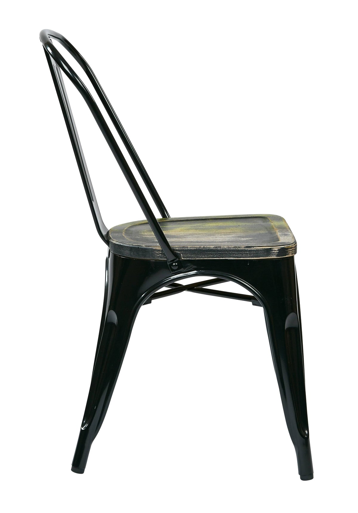 Black Metal Chair with Wood Seat - Set of 2 P2953