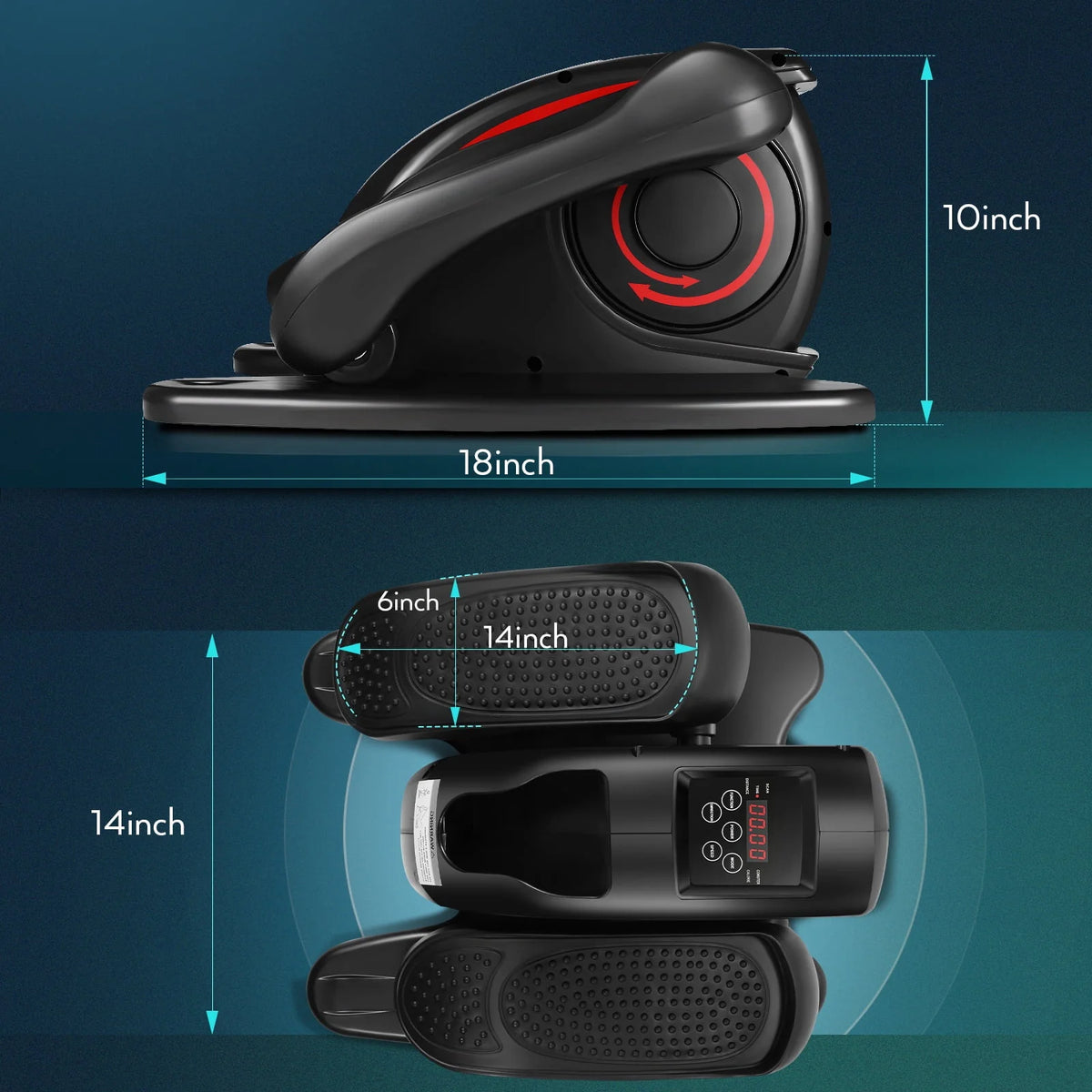 Black Red Under Desk Elliptical Machine D21005