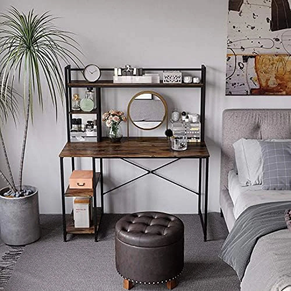 Computer Desk with Hutch and Shelves 47 Inch Adjustable J807240