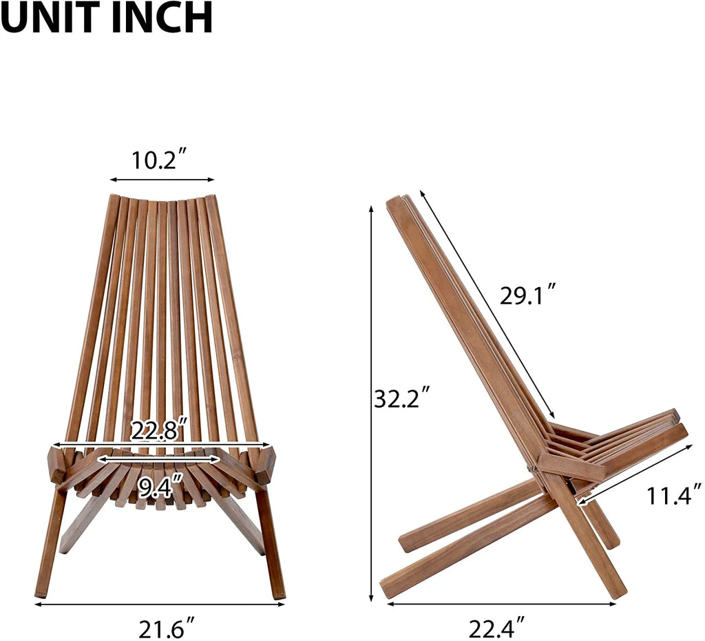 Natural Folding Acacia Wood Lounge Chair G6970