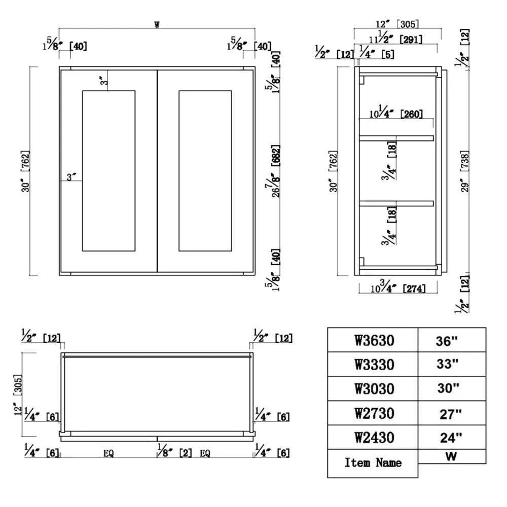 Espresso Shaker Wall Kitchen Cabinet 30x30x12 U2652