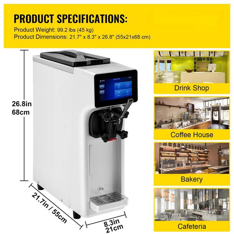 Commercial Soft Serve Ice Cream Maker 1000 Watt Countertop F58578
