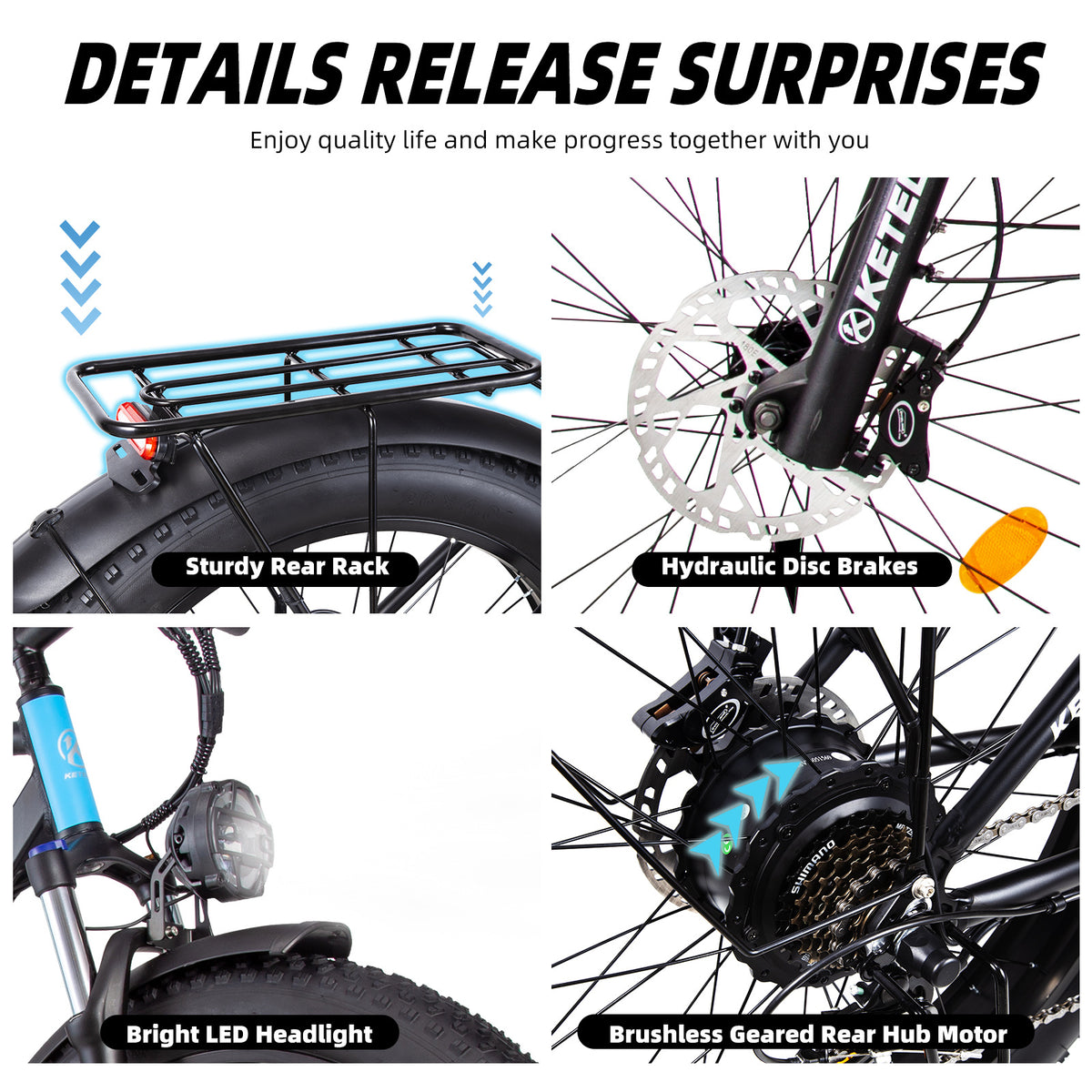 26" Fat Tire Electric Mountain Bike with Removable Battery T945213