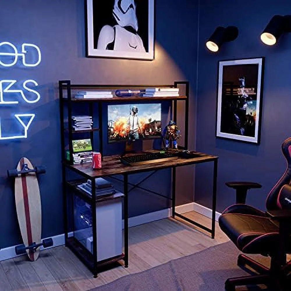 Computer Desk with Hutch and Shelves 47 Inch Adjustable J807240