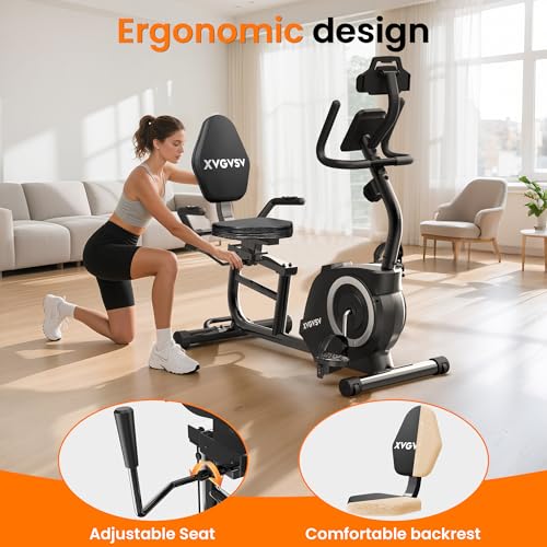 Recumbent Exercise Bike, 16-Level Resistance, Adjustable Seat, 400LB Capacity F43929