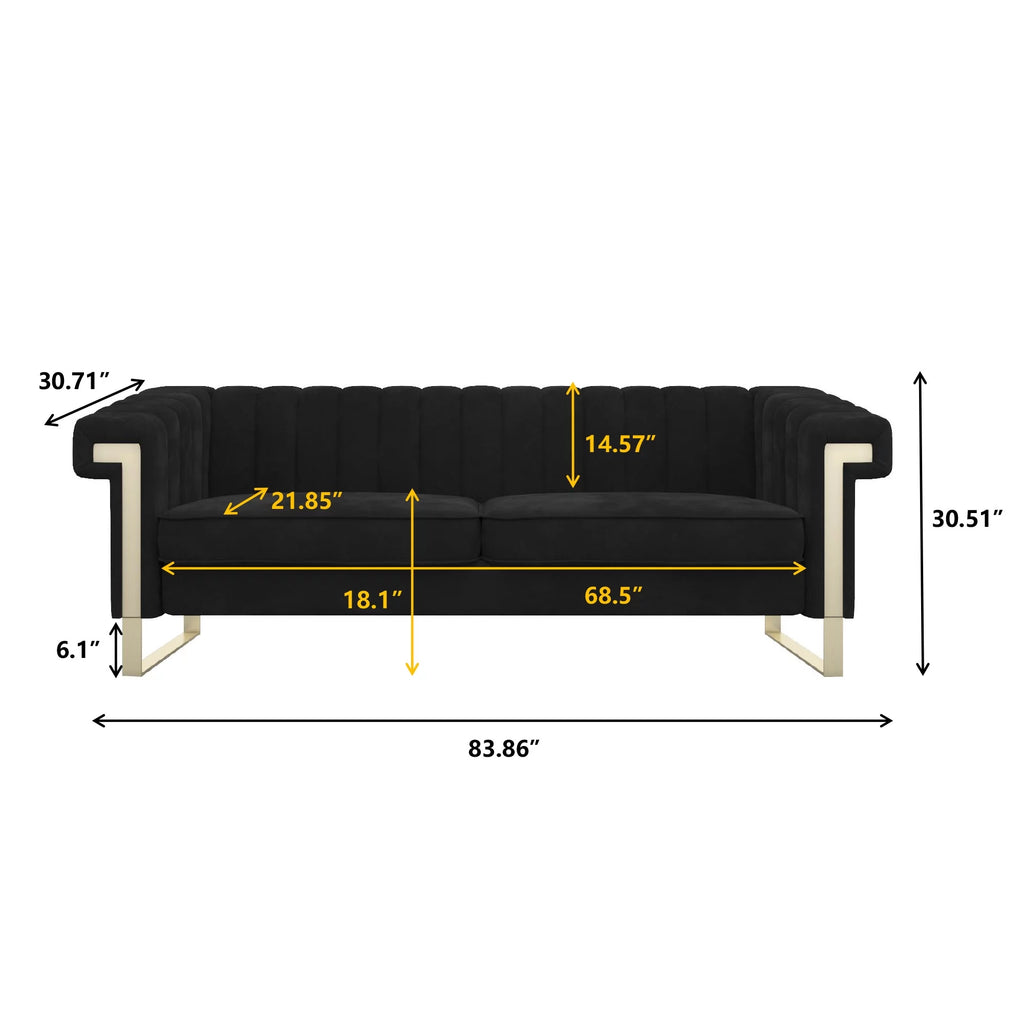 Blue Velvet Chesterfield Sofa with Gold Legs S288447
