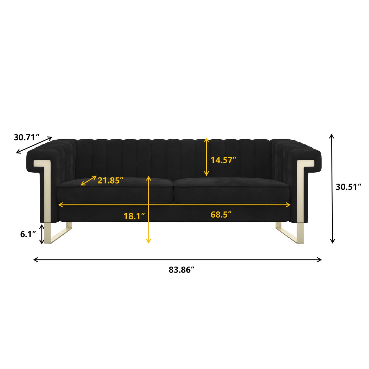 Blue Velvet Chesterfield Sofa with Gold Legs S288447