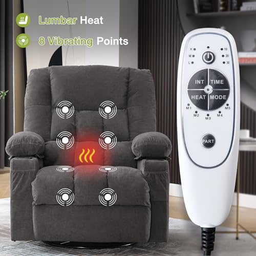 Oversized Swivel Rocker Recliner Chair with Massage and Heat C985276
