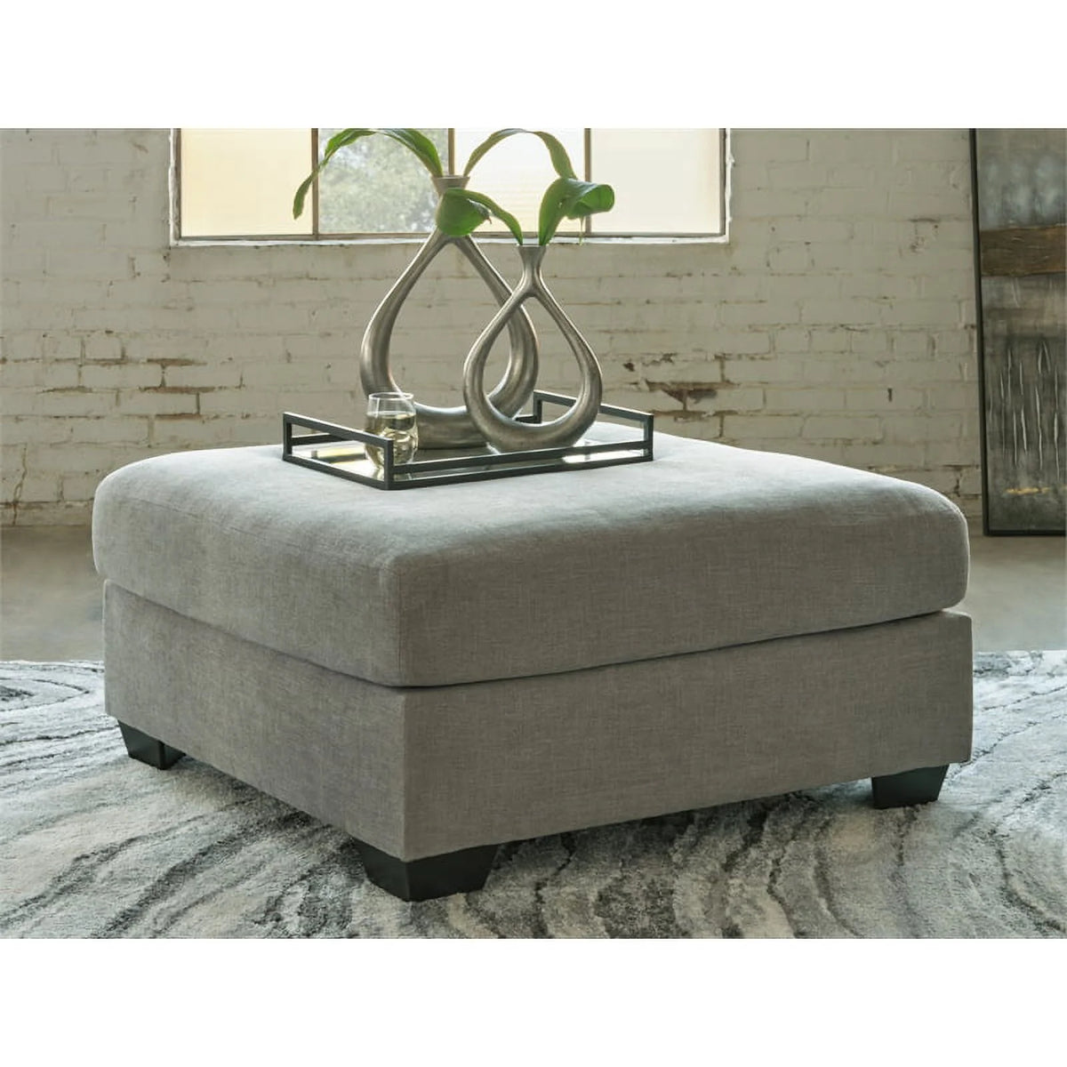 Gray & Black Fabric Oversized Accent Ottoman N31777