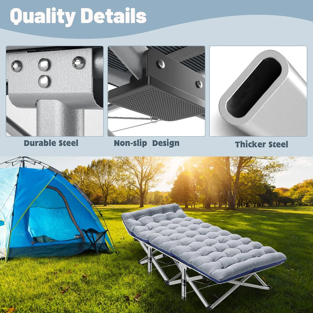 Folding Camping Cot with Mattress & Carry Bag P66701