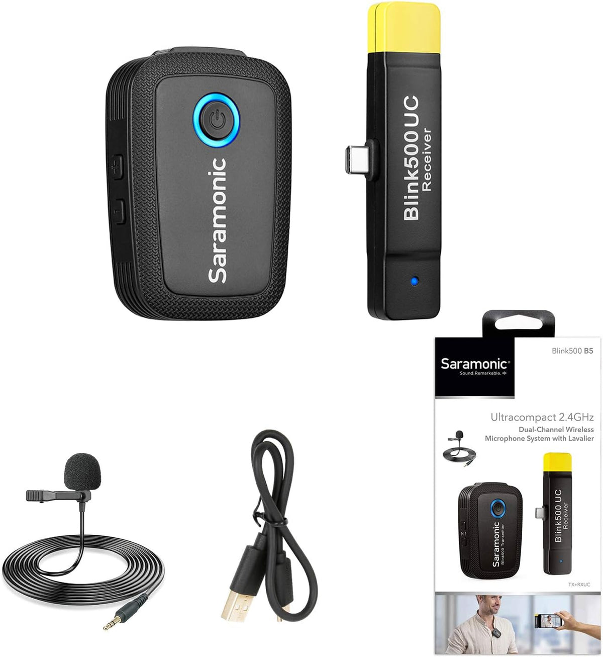 2.4GHz Wireless Lavalier Microphone System with USB-C Receiver L246372