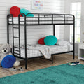 Black Metal Twin over Twin Quad Bunk Bed with Ladder and Guardrails Z667735