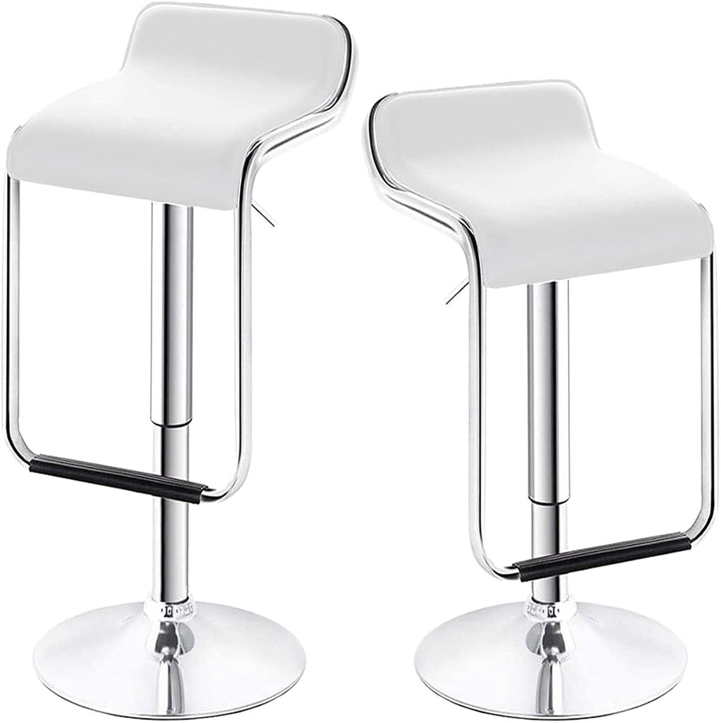 White Adjustable Swivel Bar Stools Set of 2 V345