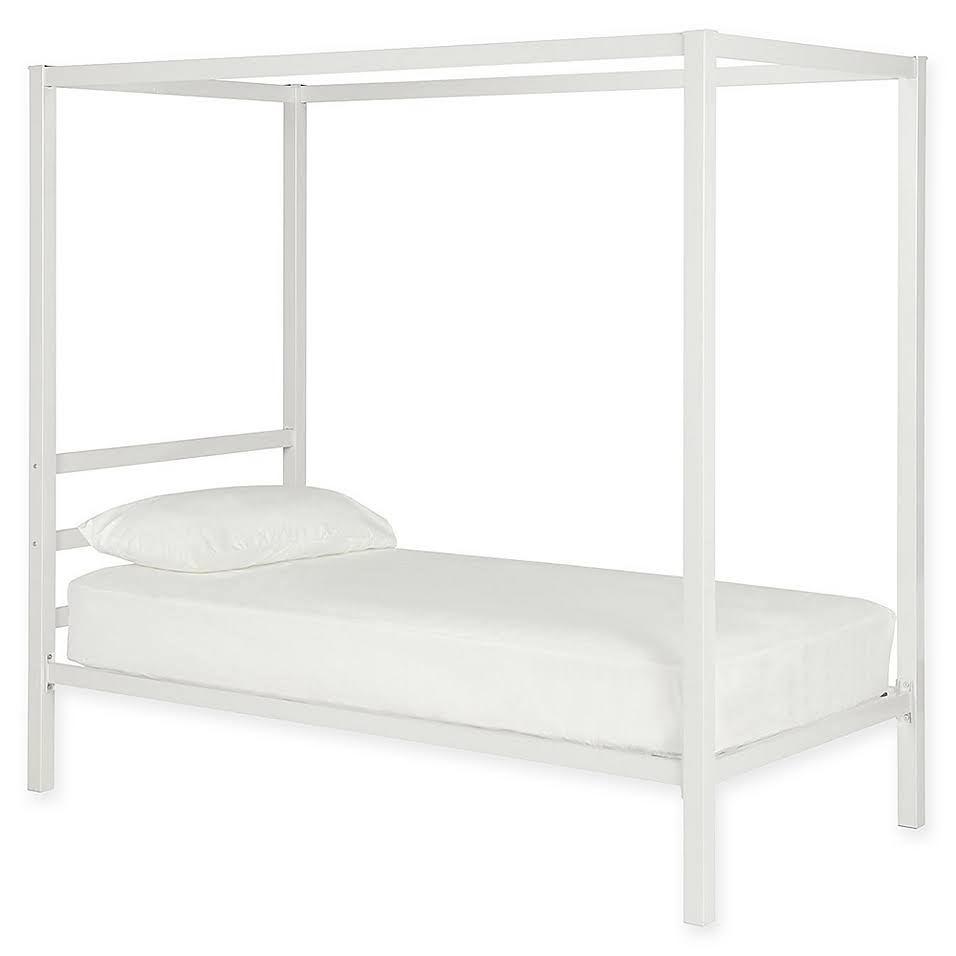 White Metal Canopy Bed Twin Size U373206