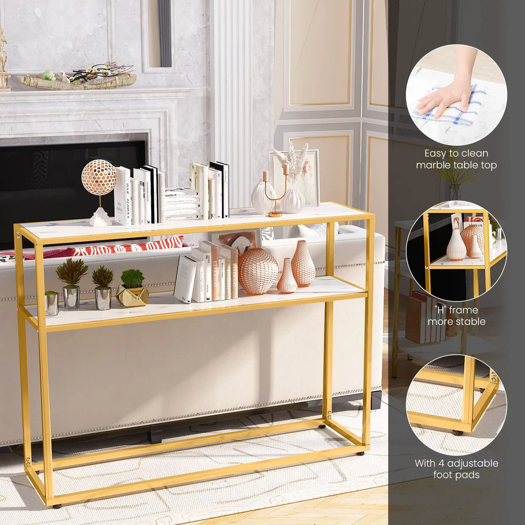 Gold Coffee Table Set of 3 with Metal Frame W79850
