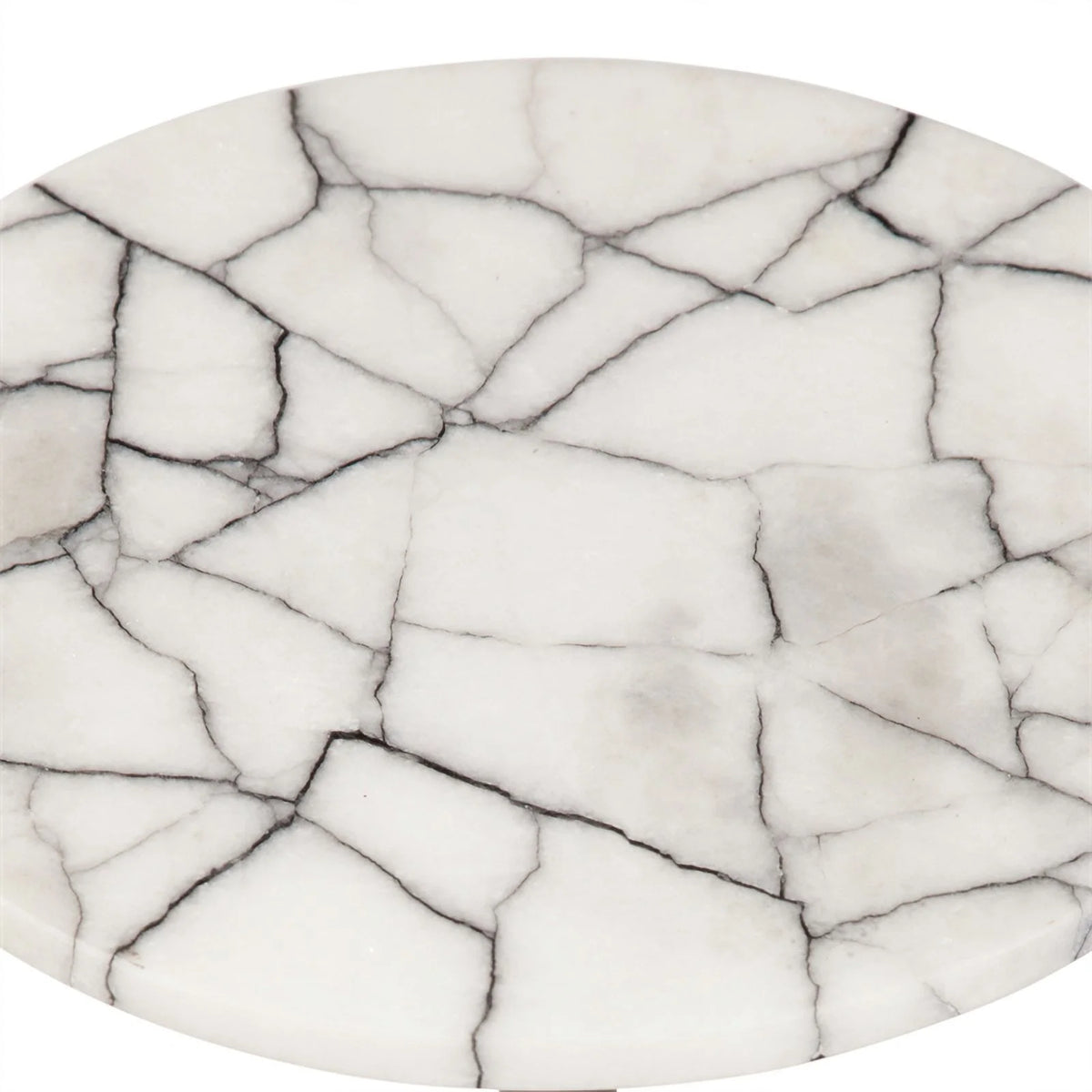 Matte Black Metal and Marble Accent Table D33964