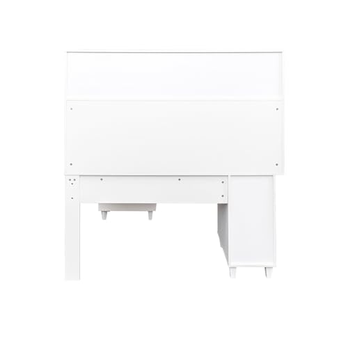 White Corner Desk with Drawers and Shelves I640929