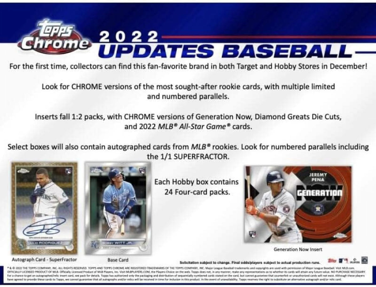 2022 Topps Chrome Update Series Baseball Hobby Box Y33849