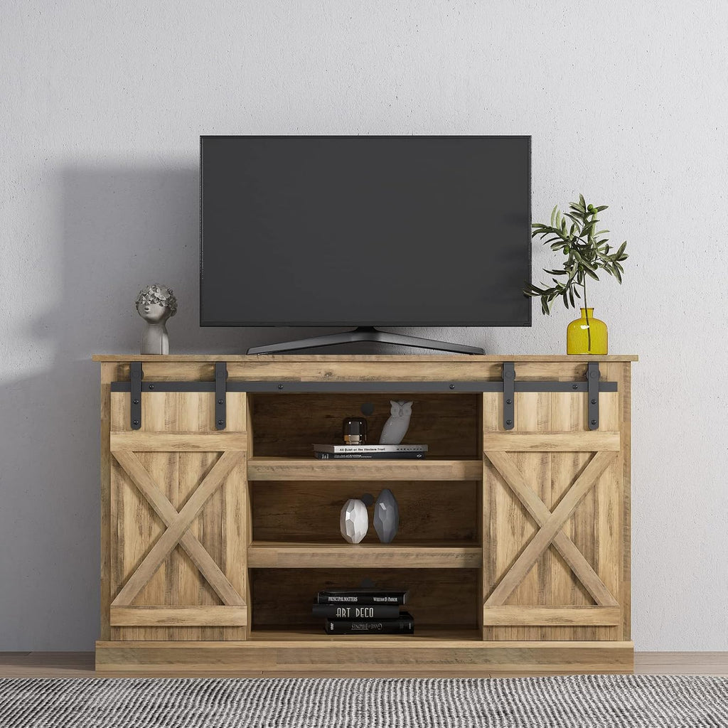 Wood TV Stand with Storage Cabinet for 50 55 65 inch U745