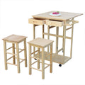 Folding Dining Cart Bar Table with 2 Stools U859